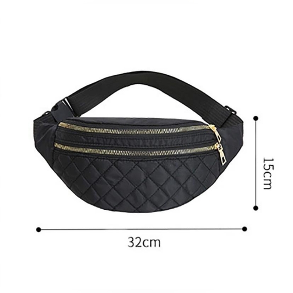 Plaid designed, solid pink, waterproof waist bag or purse. - Picture 2 of 4